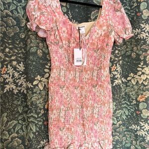 Glamorous Floral Mini Dress in Pink and Cream